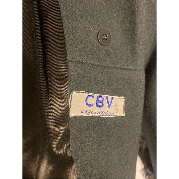 Vintage CBV Karlskrona Swedish Military Grey  Wool Hooded Coat Overcoat 40 - Picture 7 of 16
